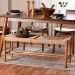 Baxton Studio Saura Mid-Century Modern Oak Brown Finished Wood and Hemp Dining Bench - SK9151-Oak-Bench