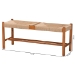 Baxton Studio Saura Mid-Century Modern Oak Brown Finished Wood and Hemp Dining Bench - SK9151-Oak-Bench