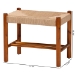 Baxton Studio Saura Mid-Century Modern Oak Brown Finished Wood and Hemp Accent Bench - SK9149-Oak Woven Seat-Bench