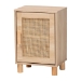 Baxton Studio Maclean Mid-Century Modern Rattan and Natural Brown Finished Wood 1-Door End Table - LYA20-104-Natural-ET