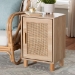 Baxton Studio Maclean Mid-Century Modern Rattan and Natural Brown Finished Wood 1-Door End Table - LYA20-104-Natural-ET