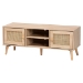 Baxton Studio Sebille Mid-Century Modern Light Brown Finished Wood 2-Door TV Stand with Natural Rattan - LCF19046-Rattan-TV Stand