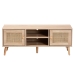 Baxton Studio Sebille Mid-Century Modern Light Brown Finished Wood 2-Door TV Stand with Natural Rattan - LCF19046-Rattan-TV Stand