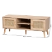 Baxton Studio Sebille Mid-Century Modern Light Brown Finished Wood 2-Door TV Stand with Natural Rattan - LCF19046-Rattan-TV Stand
