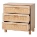 Baxton Studio Sebille Mid-Century Modern Light Brown Finished Wood 3-Drawer Storage Cabinet with Natural Rattan - LC21020906-Rattan-3DW-Cabinet