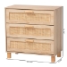 Baxton Studio Sebille Mid-Century Modern Light Brown Finished Wood 3-Drawer Storage Cabinet with Natural Rattan - LC21020906-Rattan-3DW-Cabinet