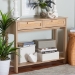 Baxton Studio Sebille Mid-Century Modern Light Brown Finished Wood 2-Drawer Console Table with Natural Rattan - LC21020907-Rattan-2DW-Console Table