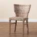 bali & pari Enver Modern Bohemian Grey Rattan and Brown Wood Dining Chair - Enver-Grey Natural Rattan-DC