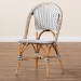 bali & pari Genica Classic French Black and White Weaving and Natural Brown Rattan Indoor and Outdoor Bistro Chair - DC613-Rattan-DC No Arm