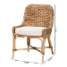 bali & pari Kyle Modern Bohemian Natural Brown Woven Rattan Dining Side Chair With Cushion - Kyle-Rattan-DC-No Arm
