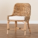 bali & pari Kyle Modern Bohemian Natural Brown Woven Rattan Dining Side Chair With Cushion - Kyle-Rattan-DC-No Arm