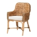 bali & pari Kyle Modern Bohemian Natural Brown Woven Rattan Dining Arm Chair with Cushion - Kyle-Rattan-DC-Arm