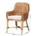 bali & pari Kyle Modern Bohemian Natural Brown Woven Rattan Dining Arm Chair with Cushion - Kyle-Rattan-DC-Arm