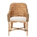 bali & pari Kyle Modern Bohemian Natural Brown Woven Rattan Dining Arm Chair with Cushion - Kyle-Rattan-DC-Arm