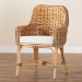 bali & pari Kyle Modern Bohemian Natural Brown Woven Rattan Dining Arm Chair with Cushion - Kyle-Rattan-DC-Arm
