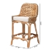 bali & pari Kyle Modern Bohemian Natural Brown Woven Rattan Counter Stool with Cushion - Kyle-Rattan-CS