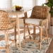 bali & pari Kyle Modern Bohemian Natural Brown Woven Rattan Counter Stool with Cushion - Kyle-Rattan-CS