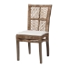 bali & pari Laluna Modern Bohemian Greywashed Natural Rattan and Mahogany Dining Chair with Cushion - Laluna-Grey Natural Rattan-DC