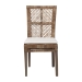 bali & pari Laluna Modern Bohemian Greywashed Natural Rattan and Mahogany Dining Chair with Cushion - Laluna-Grey Natural Rattan-DC