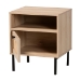 Baxton Studio Caterina Mid-Century Modern Transitional Natural Brown Finished Wood and Natural Rattan 1-Door End Table - WES-2101-Natural/Black-ET