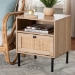 Baxton Studio Caterina Mid-Century Modern Transitional Natural Brown Finished Wood and Natural Rattan 1-Door End Table - WES-2101-Natural/Black-ET
