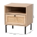 Baxton Studio Caterina Mid-Century Modern Transitional Natural Brown Finished Wood and Natural Rattan 1-Door End Table - WES-2101-Natural/Black-ET