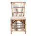 bali & pari Kim Modern Bohemian White Fabric and Natural Brown Rattan Dining Chair - Kim-Natural Rattan-DC