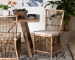 bali & pari Kim Modern Bohemian White Fabric and Natural Brown Rattan Dining Chair - Kim-Natural Rattan-DC