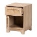 Baxton Studio Elsbeth Mid-Century Modern Light Brown Finished Wood and Natural Rattan 1-Drawer End Table - LC22040701-Rattan-ET