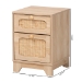 Baxton Studio Elsbeth Mid-Century Modern Light Brown Finished Wood and Natural Rattan 1-Drawer End Table - LC22040701-Rattan-ET
