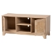 Baxton Studio Elsbeth Mid-Century Modern Light Brown Finished Wood and Natural Rattan 2-Door TV Stand - LC22040702-Rattan-TV Stand