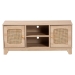 Baxton Studio Elsbeth Mid-Century Modern Light Brown Finished Wood and Natural Rattan 2-Door TV Stand - LC22040702-Rattan-TV Stand