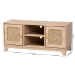 Baxton Studio Elsbeth Mid-Century Modern Light Brown Finished Wood and Natural Rattan 2-Door TV Stand - LC22040702-Rattan-TV Stand