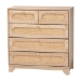 Baxton Studio Elsbeth Mid-Century Modern Oak Brown Finished Wood and Natural Rattan 5-Drawer Storage Cabinet - LC22040704-Rattan-5DW Cabinet