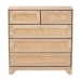Baxton Studio Elsbeth Mid-Century Modern Oak Brown Finished Wood and Natural Rattan 5-Drawer Storage Cabinet - LC22040704-Rattan-5DW Cabinet