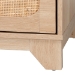 Baxton Studio Elsbeth Mid-Century Modern Oak Brown Finished Wood and Natural Rattan 5-Drawer Storage Cabinet - LC22040704-Rattan-5DW Cabinet