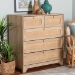 Baxton Studio Elsbeth Mid-Century Modern Oak Brown Finished Wood and Natural Rattan 5-Drawer Storage Cabinet - LC22040704-Rattan-5DW Cabinet