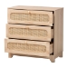 Baxton Studio Elsbeth Japandi Oak Brown Finished Wood and Natural Rattan 3-Drawer Storage Cabinet - LC22040703-Rattan-3DW Cabinet
