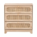 Baxton Studio Elsbeth Japandi Oak Brown Finished Wood and Natural Rattan 3-Drawer Storage Cabinet - LC22040703-Rattan-3DW Cabinet