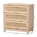 Baxton Studio Elsbeth Japandi Oak Brown Finished Wood and Natural Rattan 3-Drawer Storage Cabinet - LC22040703-Rattan-3DW Cabinet