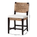 bali & pari Alise Modern Bohemian Dark Brown Mahogany Wood and Seagrass Dining Chair - Alise-Mahogany-Cushion-DC
