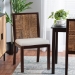 bali & pari Joana Modern Bohemian Dark Brown Mahogany Wood and Natural Seagrass Dining Side Chair - Joana-Mahogany-DC