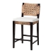 bali & pari Alise Modern Bohemian Dark Brown Mahogany Wood and Seagrass Counter Stool - Alise-Mahogany-Cushion-CS