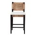 bali & pari Alise Modern Bohemian Dark Brown Mahogany Wood and Seagrass Counter Stool - Alise-Mahogany-Cushion-CS
