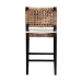 bali & pari Alise Modern Bohemian Dark Brown Mahogany Wood and Seagrass Counter Stool - Alise-Mahogany-Cushion-CS