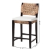 bali & pari Alise Modern Bohemian Dark Brown Mahogany Wood and Seagrass Counter Stool - Alise-Mahogany-Cushion-CS
