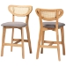Baxton Studio Dannell Mid-Century Modern Grey Fabric and Natural Oak Finished Wood 2-Piece Counter Stool Set - CS003P-Natural Oak/Light Grey-PC-2PK