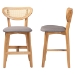 Baxton Studio Dannell Mid-Century Modern Grey Fabric and Natural Oak Finished Wood 2-Piece Counter Stool Set - CS003P-Natural Oak/Light Grey-PC-2PK