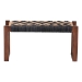 bali & pari Prunella Modern Bohemian Two-Tone Navy Blue and Natural Brown Jute and Acacia Wood Accent Bench - F232-FT23-Navy Blue/Brown Diamond Pattern-Bench