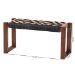 bali & pari Prunella Modern Bohemian Two-Tone Navy Blue and Natural Brown Jute and Acacia Wood Accent Bench - F232-FT23-Navy Blue/Brown Diamond Pattern-Bench